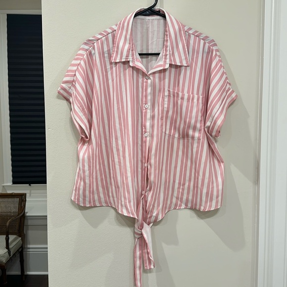 Shein pink and white striped top- XL - Picture 1 of 4